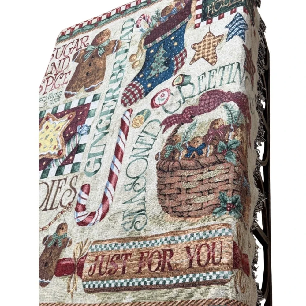 Vintage Vicky Howard Gingerbread Christmas Woven Tapestry